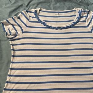 Talbots Striped Cotton Top in Blue and Cream